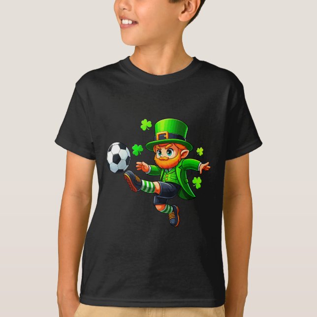 T-shirt Funny Leprechaun Irish Soccer St Patricks Men Boy  (Devant)