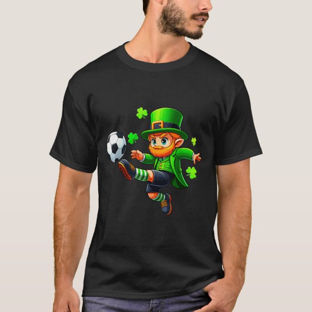 T-shirt Funny Leprechaun Irish Soccer St Patricks Men Boy  (Devant)