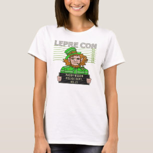 T-shirt Funny Leprechaun Leprecon Mugshot