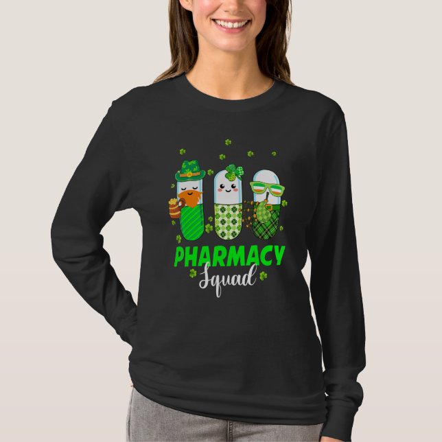 T-shirt Funny Leprechaun Pharmacien Squad Pharmaciste St P (Devant)