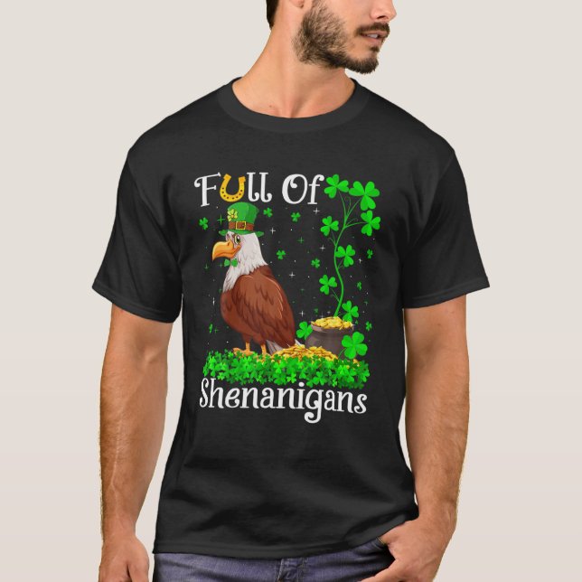 T-shirt Funny Leprechaun Shamrock Leaf Eagle Bird St Part (Devant)