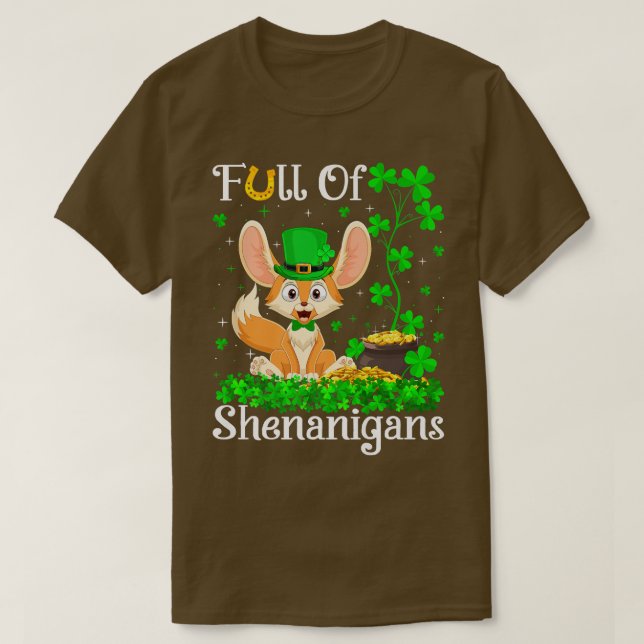 T-shirt Funny Leprechaun Shamrock Leaf Fennec Fo St (Design devant)