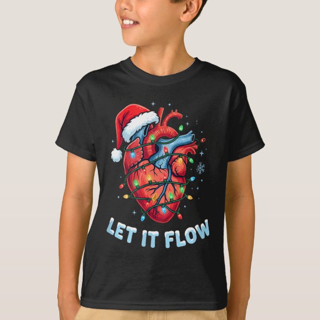 T-shirt Funny Let It Flow Heart Anatomy Nurse Christmas  (Devant)