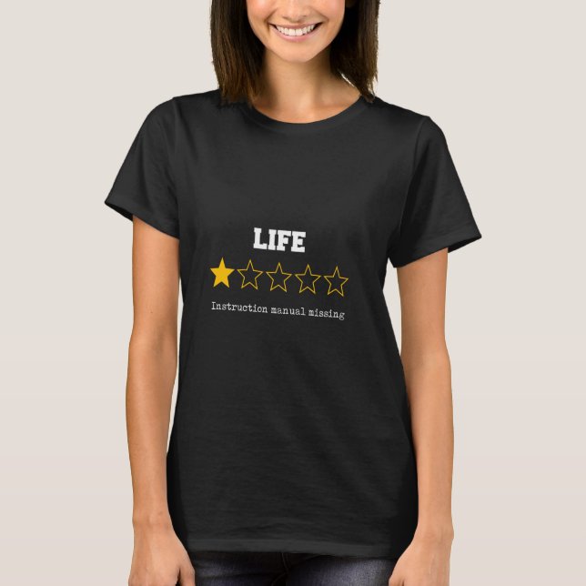 T-shirt Funny Life Review One Star Manual Existential Dark (Devant)
