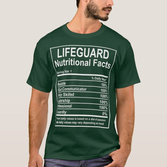 T-shirt Funny Lifeguard Nutritional Facts Lifeguard (Devant)