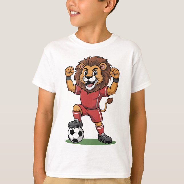T-shirt funny lion play football (Devant)