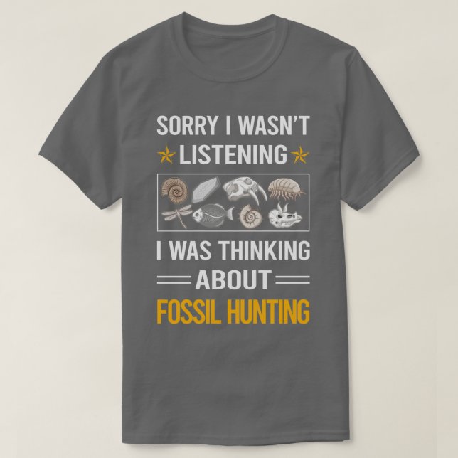 T-shirt Funny Listening Fossil Hunting (Design devant)