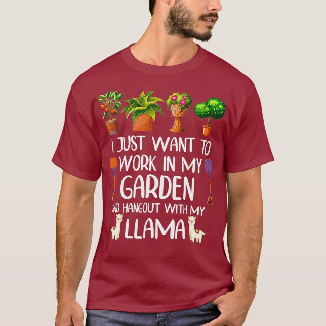 T-shirt Funny Llama Lover jardinage pour les hommes jardin (Devant)