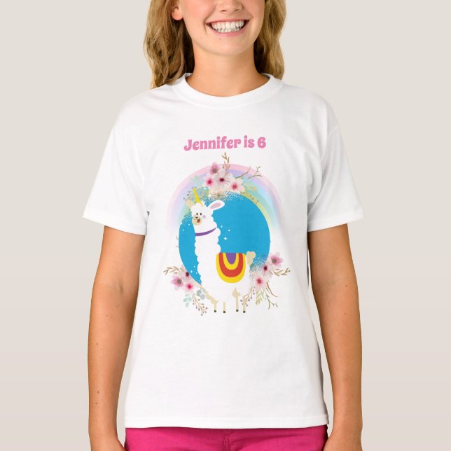 T-shirt Funny Llama Unicorn Alpaca Kawaii Cute Ajouter Nom (Devant)