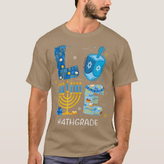 T-shirt Funny LOVE 4e année enseignant Menorah juif Hanukk