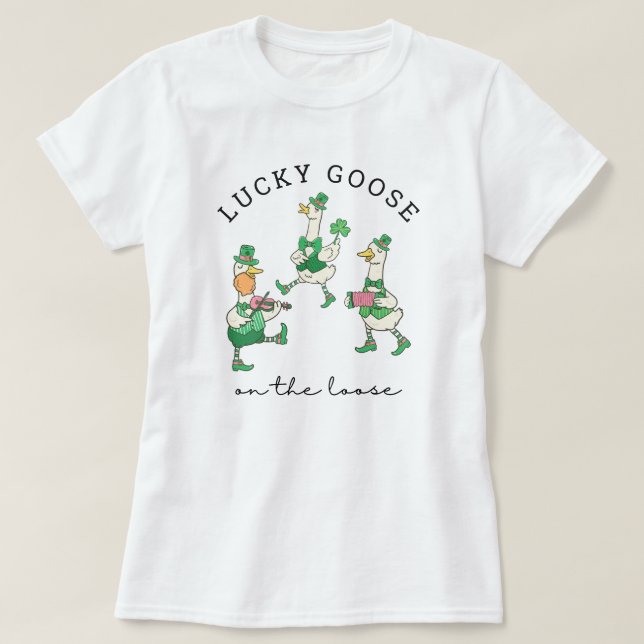 T-shirt Funny Lucky Dancing Geese St Patrick's (Design devant)