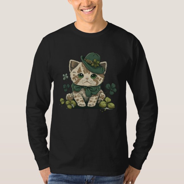 T-shirt Funny Lucky Green Proud Irish St Patricks Day Cat (Devant)