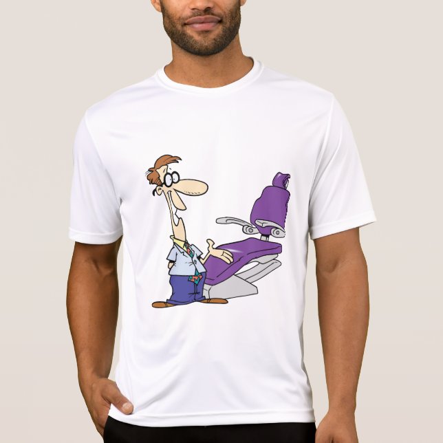 T-shirt Funny Male Dentist and Purple Dental Chair (Devant)