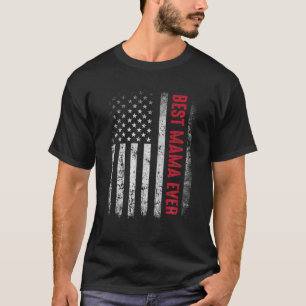 T-shirt Funny Mama Maman Vintage USA Fête des pères Drapea