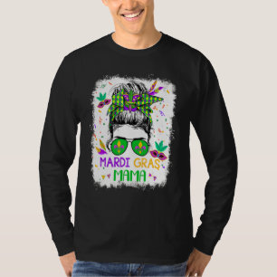 T-shirt Funny Mama Messy Bun Matching Mardi Gras Carnical