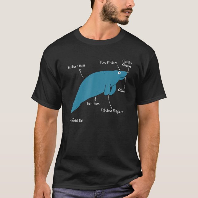 T-shirt Funny Manatee Dugong Et L'Anatomie De La Vache De  (Devant)