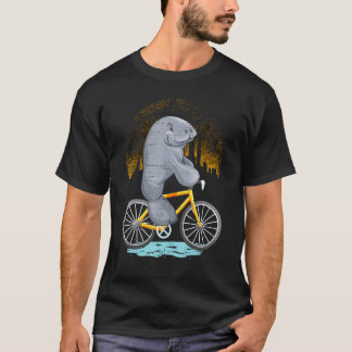 T-shirt Funny Manatee équitation Vélo Flottant Pomme de te