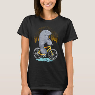 T-shirt Funny Manatee équitation Vélo Flottant Pomme de te