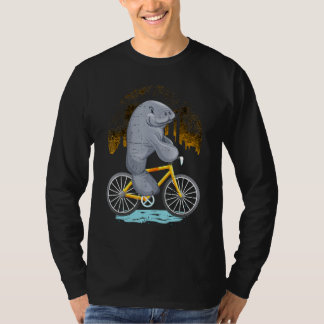 T-shirt Funny Manatee équitation Vélo Flottant Pomme de te