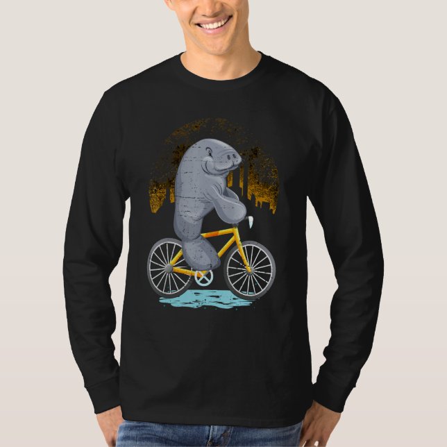 T-shirt Funny Manatee équitation Vélo Flottant Pomme de te (Devant)