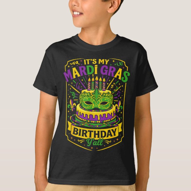 T-shirt Funny Mardi Gras Birthday Y’all Cake Carnival Cele (Devant)