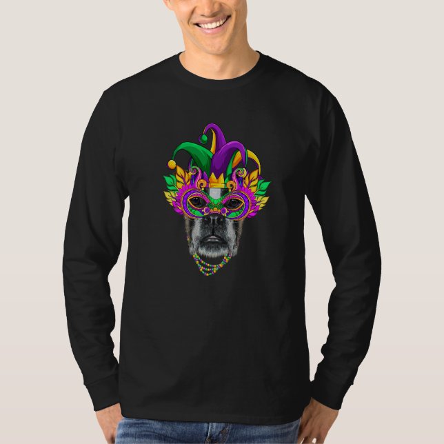 T-shirt Funny Mardi Gras Boxer Chien Mardi Gras Beads Part (Devant)