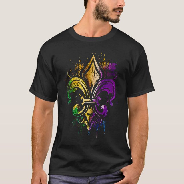 T-shirt Funny Mardi Gras Carnival parade with beads party  (Devant)