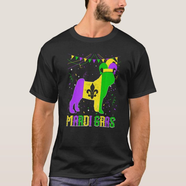 T-shirt Funny Mardi Gras Pug Dog Dad Mom Mardi Gras Premiu (Devant)