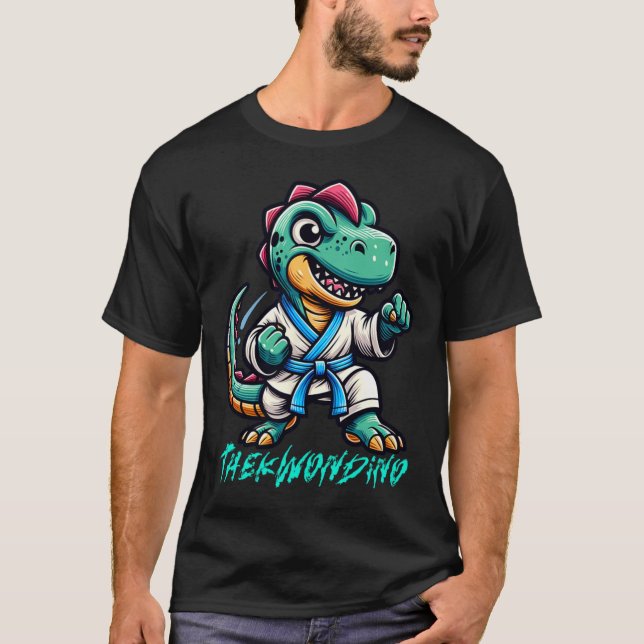 T-shirt Funny Martial Arts Karate Taekwondo Dino Animal Cu (Devant)