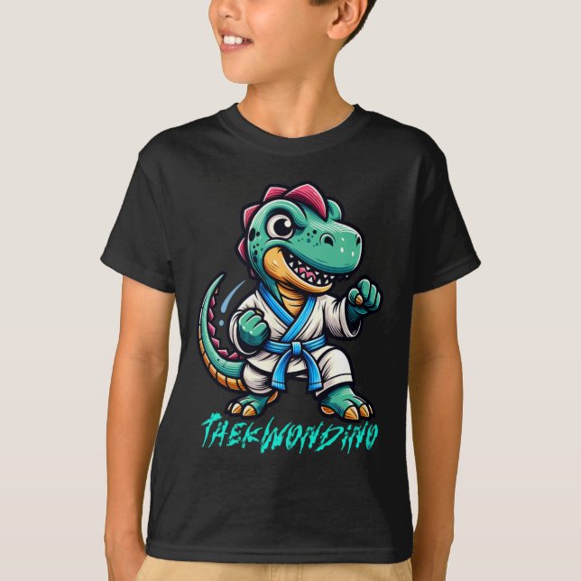 T-shirt Funny Martial Arts Karate Taekwondo Dino Animal Cu (Devant)