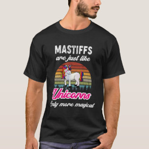 T-shirt Funny Mastiff Chien Design Rétro Unicorne Soleil V