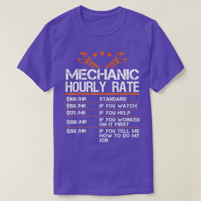 T-shirt Funny Mécanique Taux horaire Cadeau Taux de main-d (Design devant)