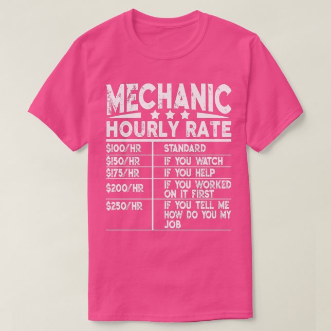 T-shirt Funny Mécanique Taux horaire CadeauTShirt (Design devant)
