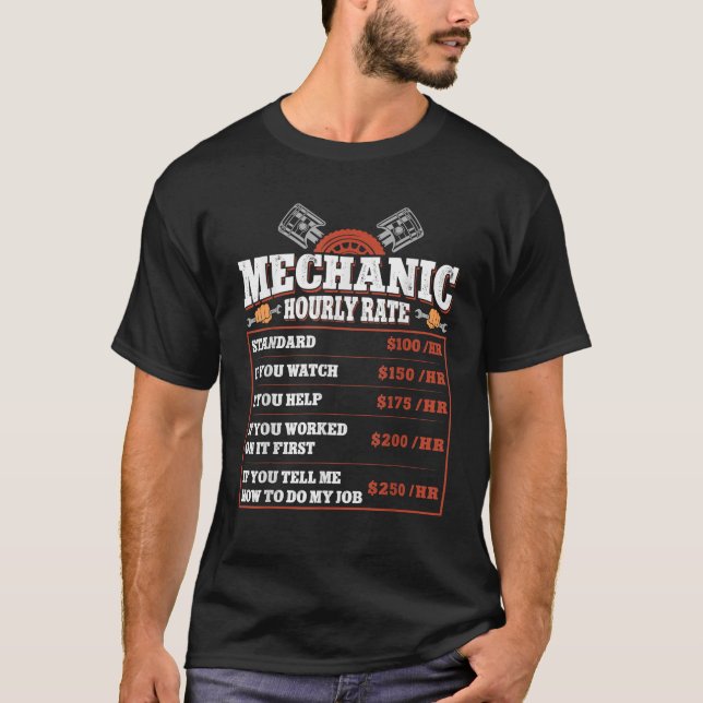 T-shirt Funny Mécanique Taux Horaire Taux De Main-D'Oeuvre (Devant)