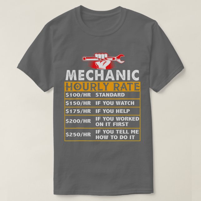 T-shirt Funny Mécanique Taux Horaire Taux De Travail Cadea (Design devant)