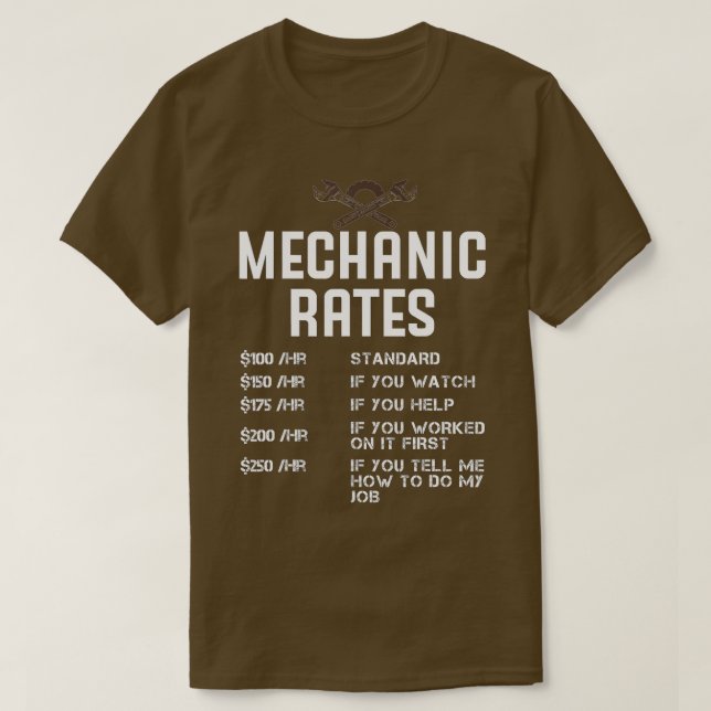 T-shirt Funny Mechanic Hourly Rate Auto Repair Car Mechani (Design devant)