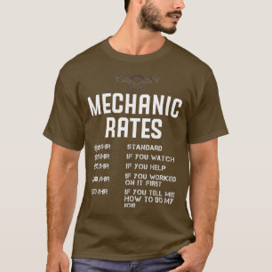 T-shirt Funny Mechanic Hourly Rate Auto Repair Car Mechani