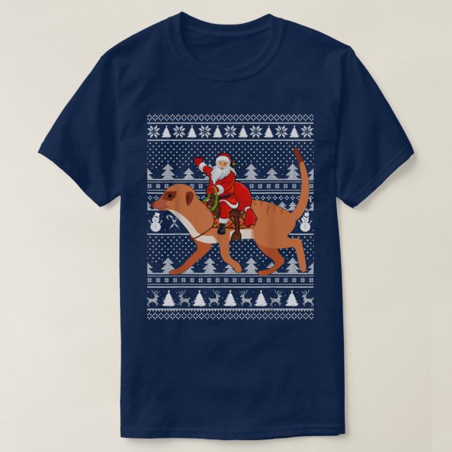 T-shirt Funny Meerkat Lover Santa Riding Meerkat Ugly Chri (Design devant)