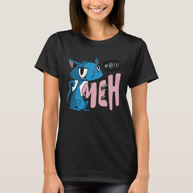 T-shirt Funny Meh Cat Gift for Cat Lovers (Devant)