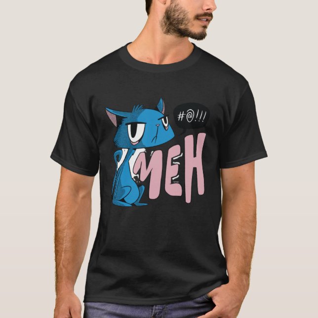 T-shirt Funny Meh Cat Gift for Cat Lovers (Devant)