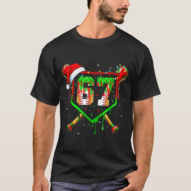 T-shirt Funny Meme 67 Christmas Baseball Ice Cream Men Boy (Devant)