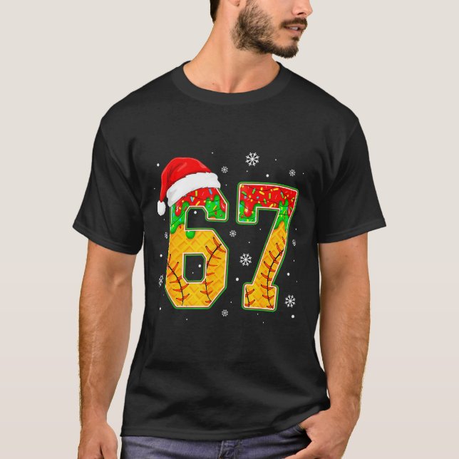 T-shirt Funny Meme 67 Christmas Baseball Ice Cream Men Boy (Devant)