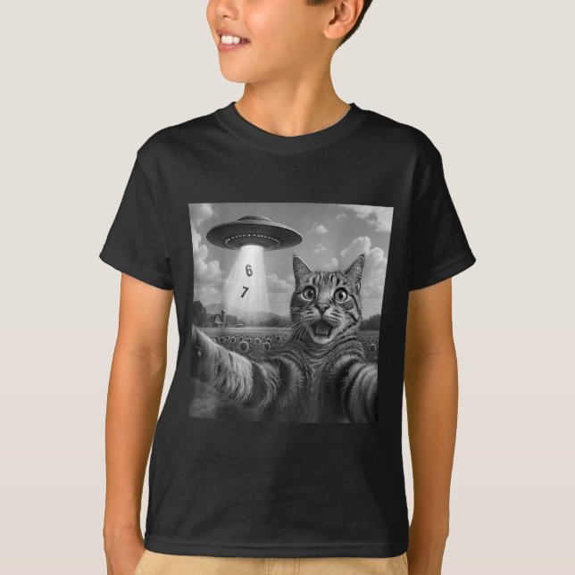 T-shirt Funny Meme Cat Selfie Six Seven Retro Cat 67 Anima (Devant)
