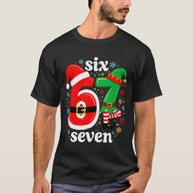 T-shirt Funny Meme Six Seven 67 Elf 6 7 Santa Christmas Pa (Devant)