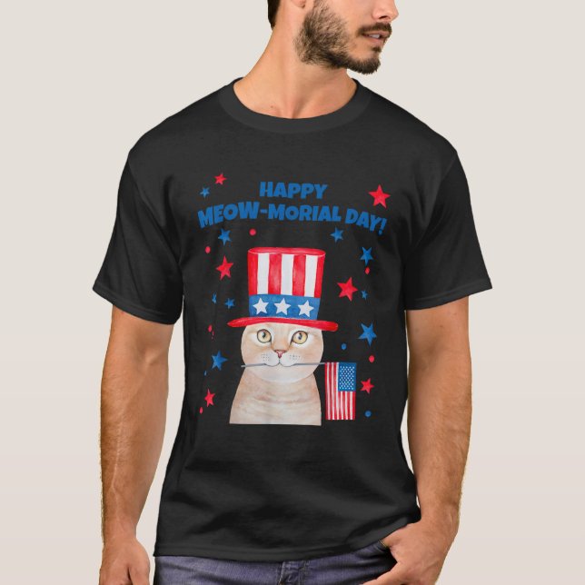 T-shirt Funny Memorial Day Cat MEOWMorial Day  (Devant)