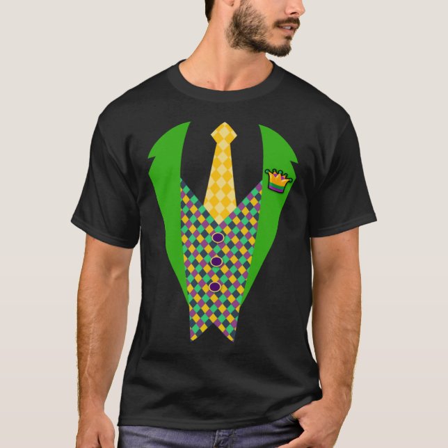 T-shirt Funny Men's Mardi Gras Shirt Tuxedo Costume For Fa (Devant)