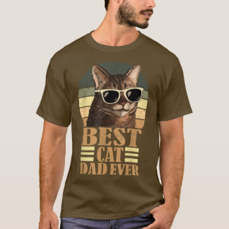 T-shirt Funny Mens Vintage Retro Best Cat Dad Ever 