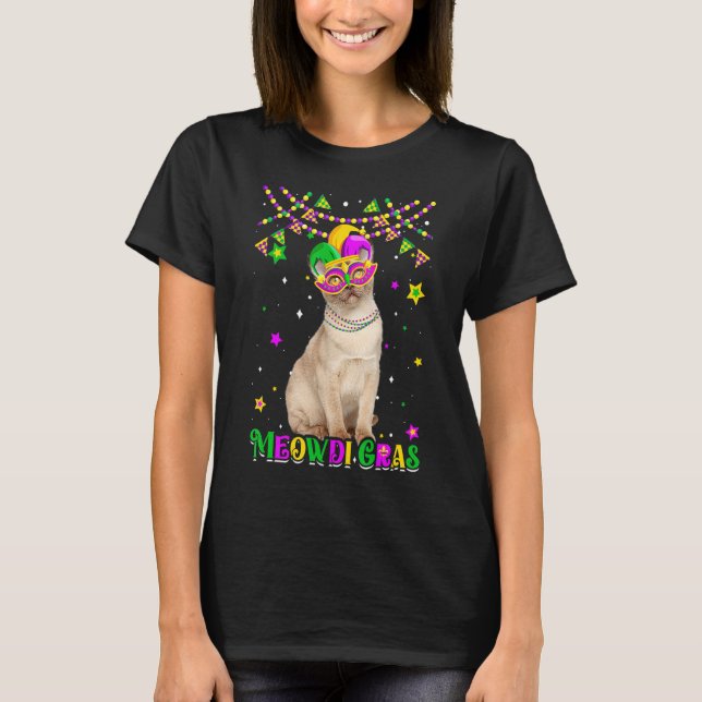T-shirt Funny Meowdi Gras Chat birman Mardi Gras Carnaval (Devant)