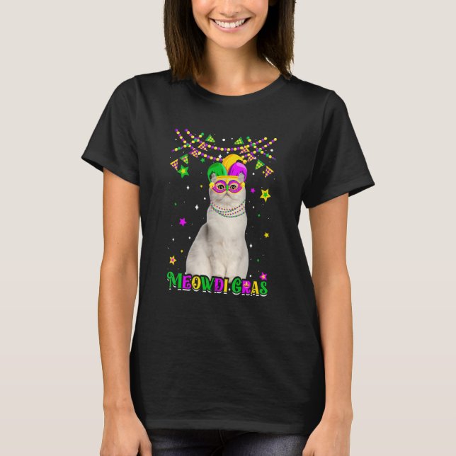 T-shirt Funny Meowdi Gras Persian Cat Mardi Gras Carnival  (Devant)