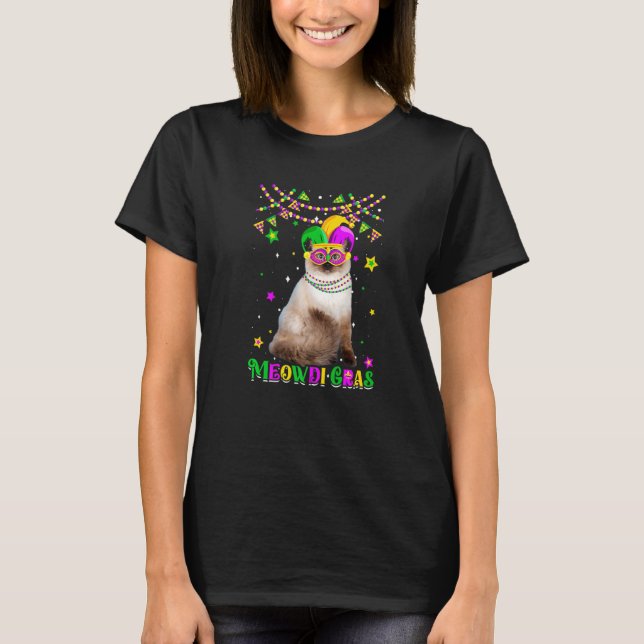 T-shirt Funny Meowdi Gras Ragdoll Chat Mardi Gras Carnaval (Devant)